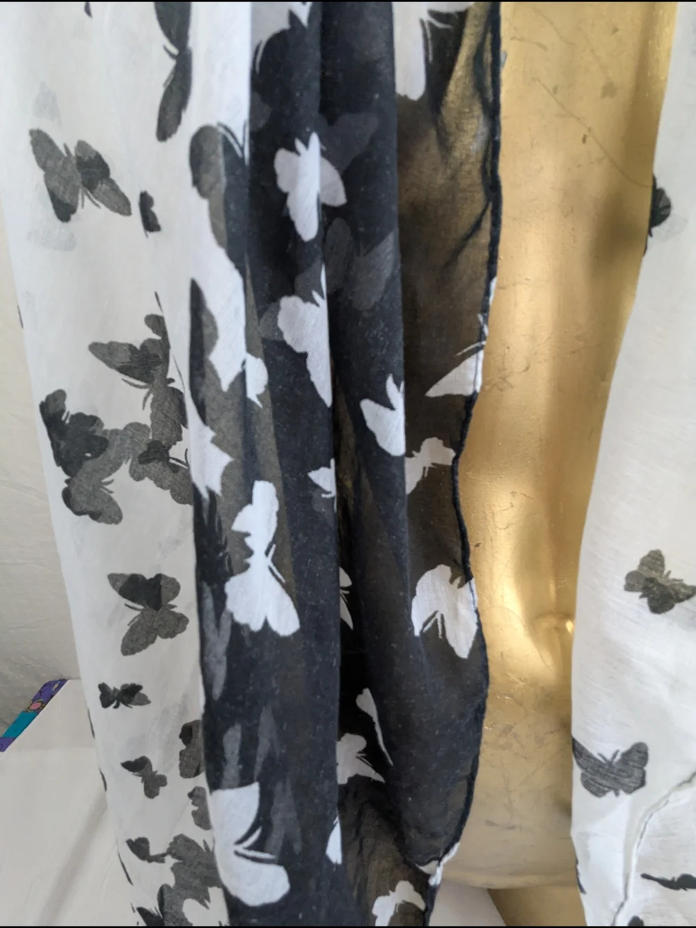 Butterfly Print Scarf Black and White Scarf